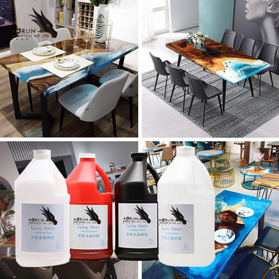 Dos porciones de resina de epoxy clara para la madera líquida de la resina de epoxy de las encimeras del claro de epoxy de Diy