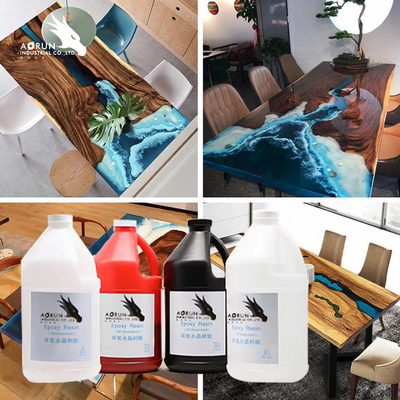 Dos porciones de resina de epoxy clara para la madera líquida de la resina de epoxy de las encimeras del claro de epoxy de Diy
