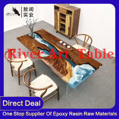 Muebles caseros Art Real Wood Live de la mesa de comedor de la resina de epoxy del río del borde