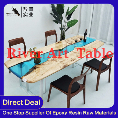 Muebles caseros Art Real Wood Live de la mesa de comedor de la resina de epoxy del río del borde