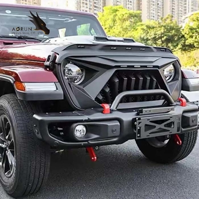 La parrilla del coche para la parrilla 2018-2022 del tiburón del ABS de Jeep Wrangler JL Front Bumper Grille Glossy Black los E.E.U.U. tiene acción